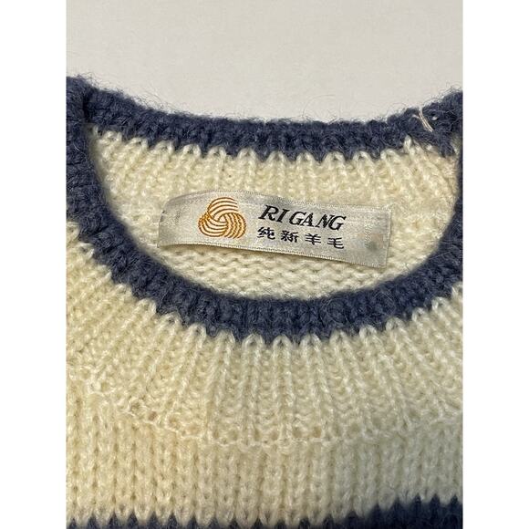 VTG RI GANG Wool Sweater M/L Hand Knit Embroidered Snowflake Stars Nordic Design - Picture 7 of 12